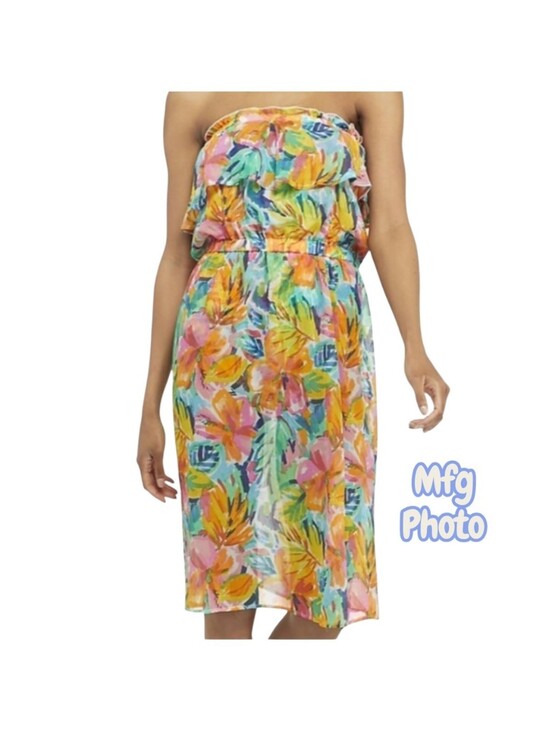 Into The Bleu Other - Into The Bleu Bloom in Love Crinkle Chiffon Swim Cover Up, Womens Large